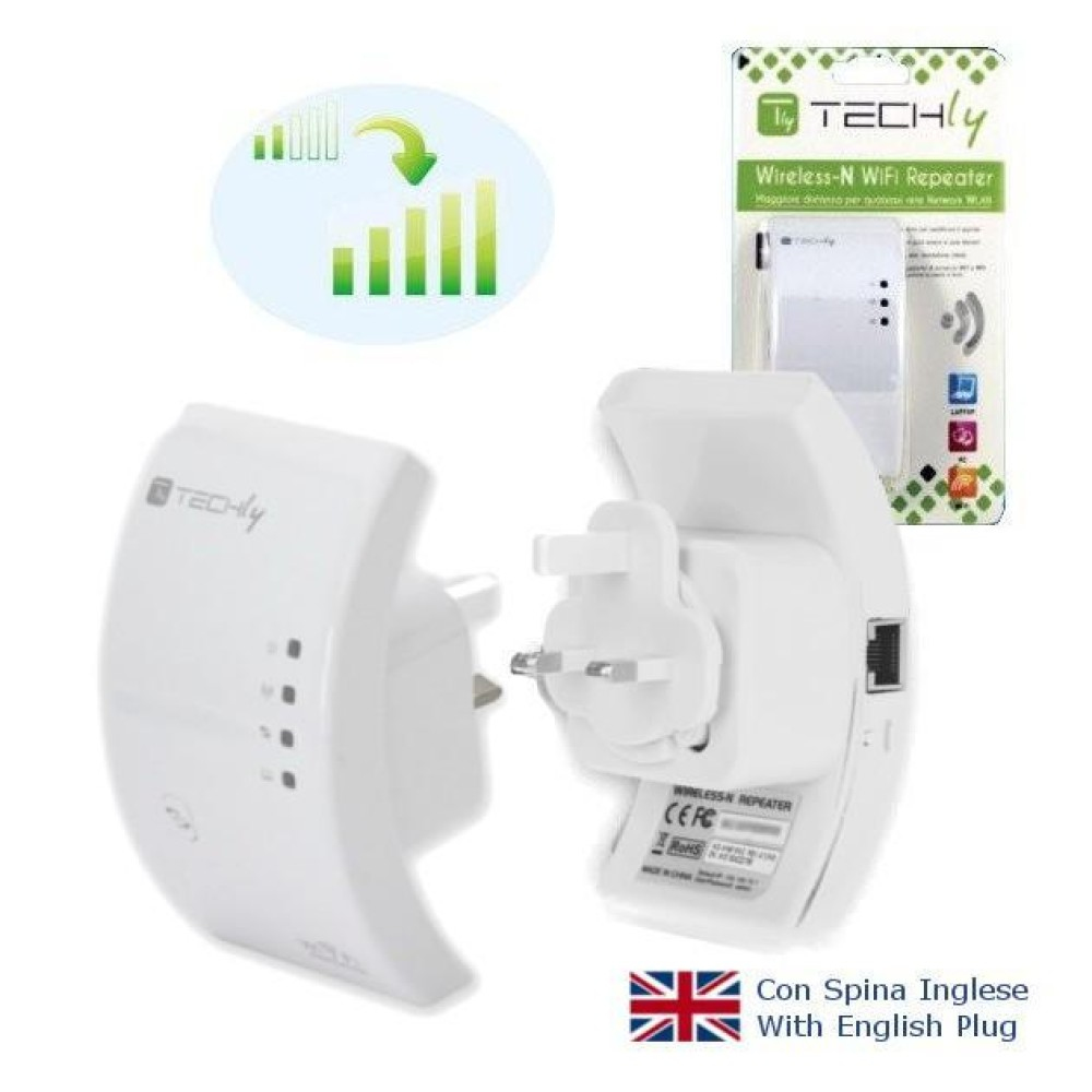 Techly 300N Wireless Repeater (Range Extender) with WPS, UK plug I-WL-REPEATER/UK – image 3