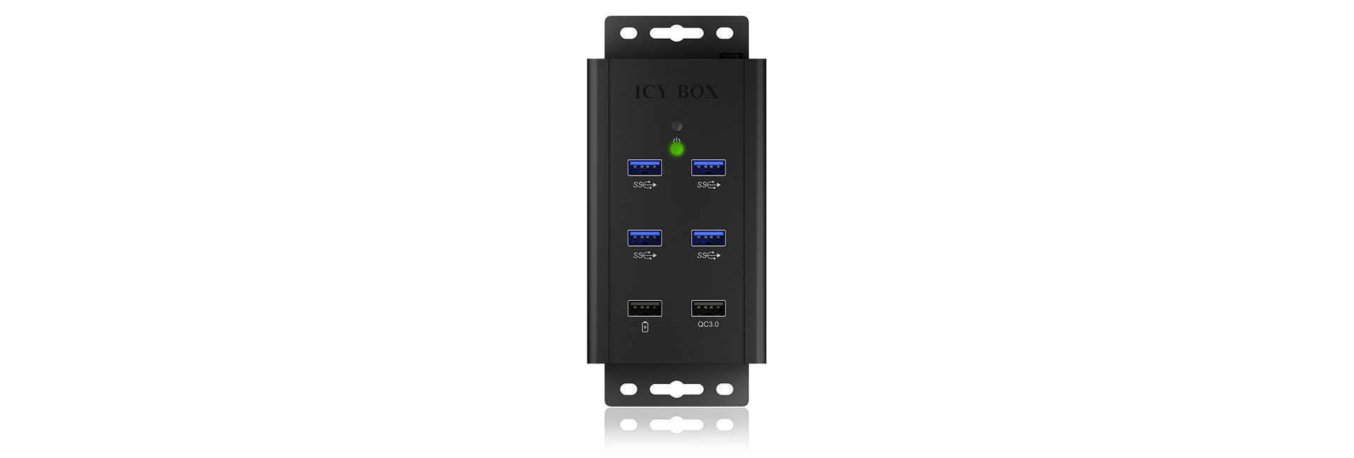 ICY BOX IB-HUB1411-QC3 USB 3.2 Gen 1 (3.1 Gen 1) Type-B 5000 Mbit/s Black