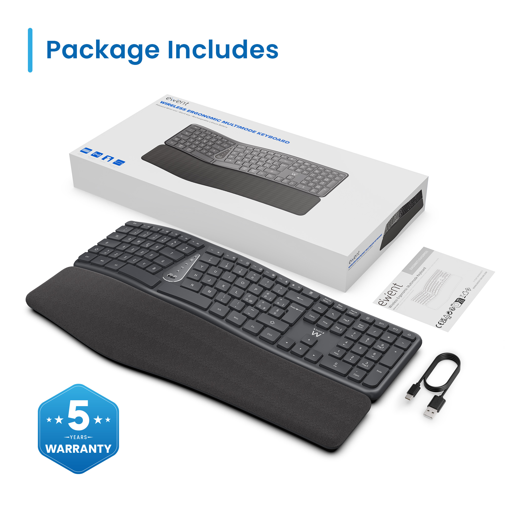 Ewent EW3290 keyboard Universal RF Wireless + USB QWERTY Spanish Black, Grey – image 4