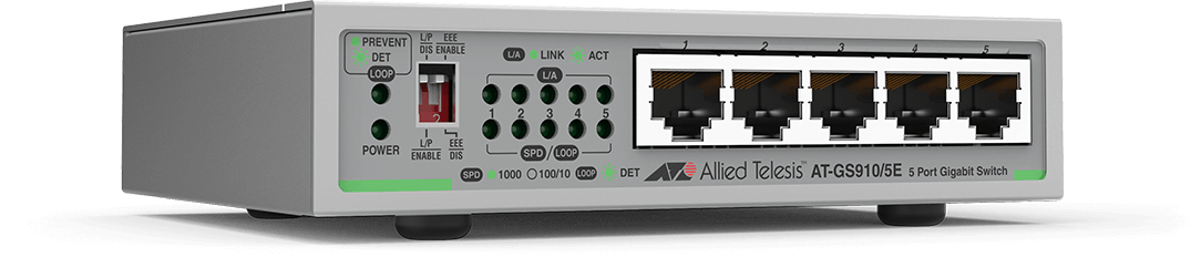 Allied Telesis AT-GS910/5E-30 network switch Unmanaged Gigabit Ethernet (10/100/1000) 1U Grey