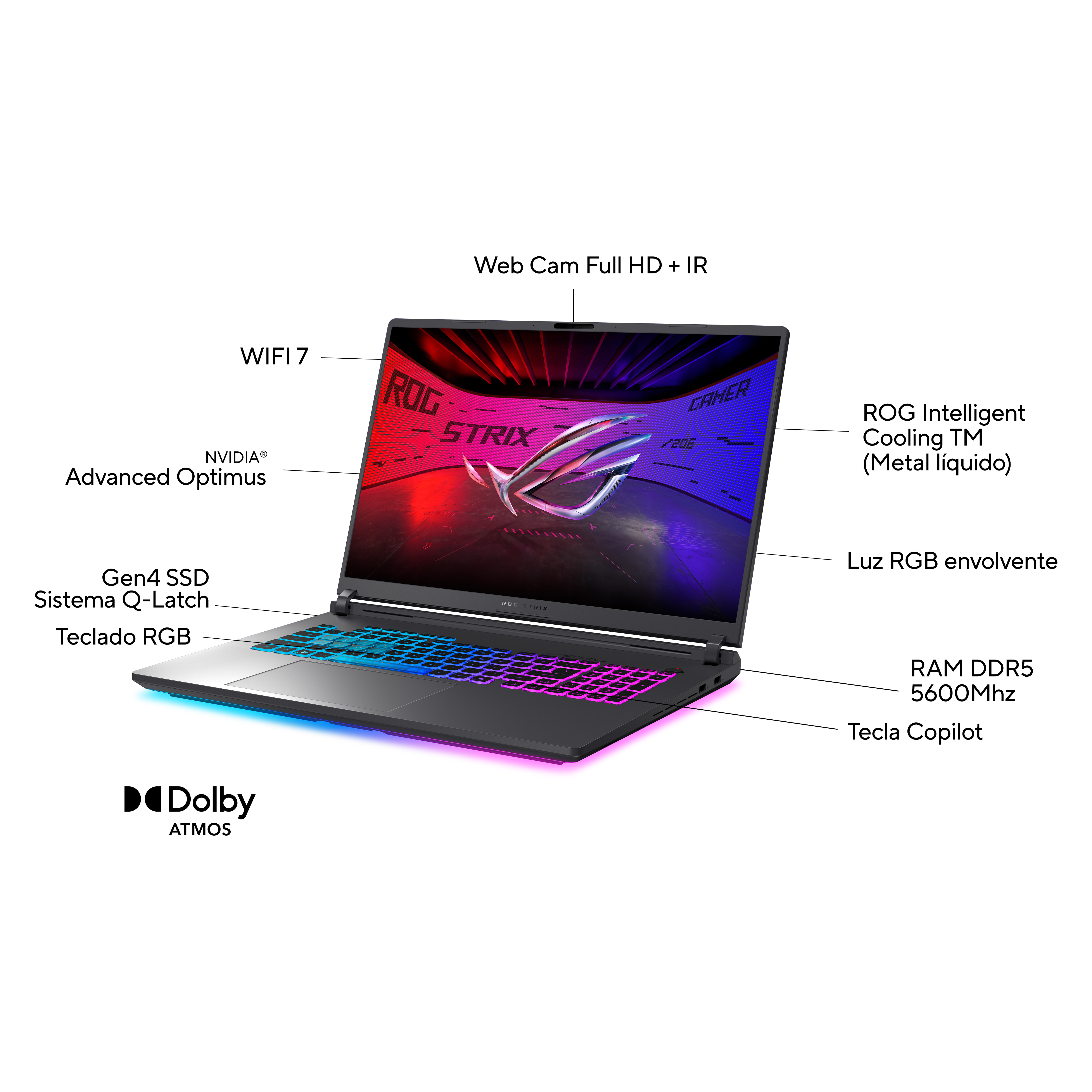 Portátil gaming - ASUS ROG Strix G18 G815LP-S9005W, 18 " WQXGA, Intel® Core™ Ultra 9 275HX, 32 GB RAM, 1 TB SSD, GeForce RTX™ 5070, Windows 11 - imagen 4