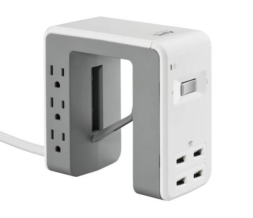 APC SURGEARREST ESSENTIAL MULTI-USE 6 OUTLET WITH 4 PORT 4.8A USB CHARGER WHITE