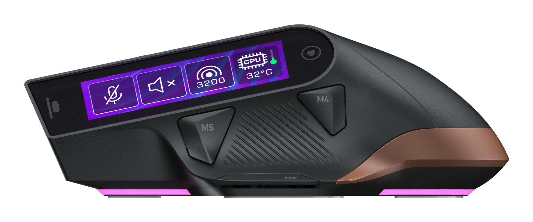 Turtle Beach Command Series MC7 Souris de Gaming sans Fil avec écran Tactile intégré Command Display, capteur Optique Owl Eye 30K DPI, connectivité Tri Mode et Station de Charge