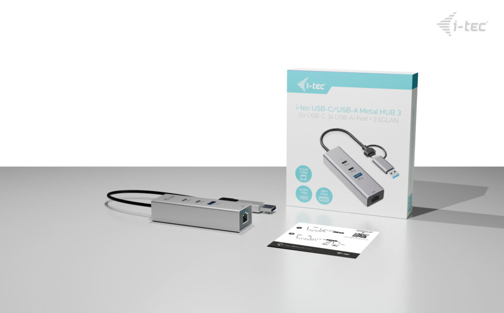 i-tec USB-C/USB-A Metal HUB 3 (2x USB-C, 1x USB-A) Port + 2.5GLAN