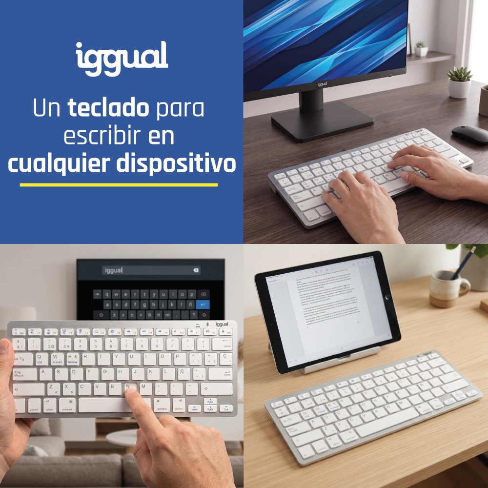 iggual TKL-BK keyboard Universal Bluetooth QWERTY Spanish Silver – image 2