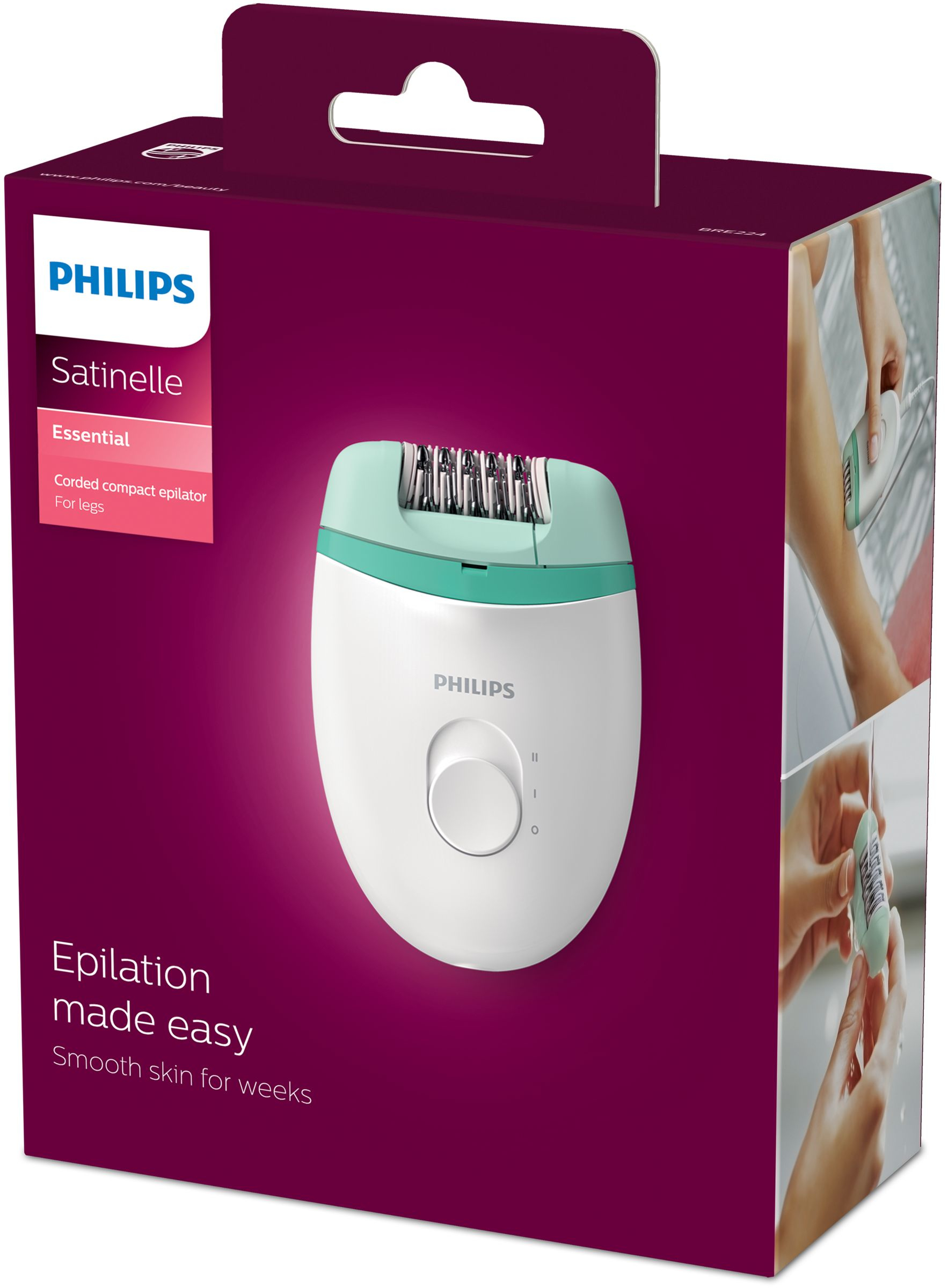 Philips Satinelle Essential Epilatore compatto, con filo, per gambe