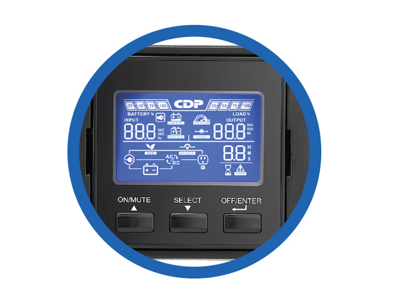 UPS CDP UPO11-1 RT - 1000VA/900W - 8 Contactos - Doble conversión - LCD - UPO11-1 RT UPS CDP UPO11-1 RT - 1000VA/900W - 8 Contactos - Doble conversión - LCD - UPO11-1 RT
