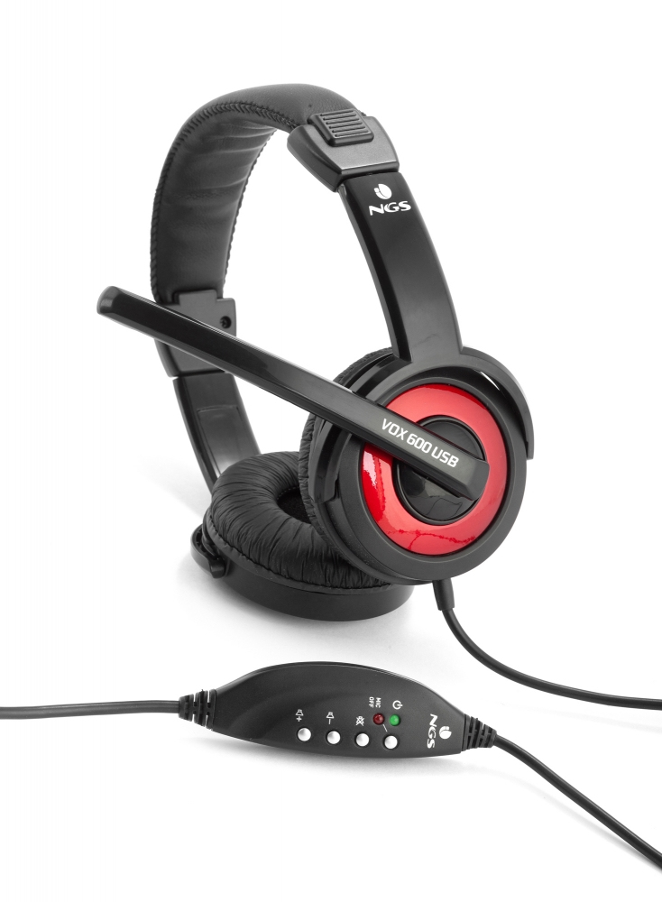 NGS Vox600USB Headset Wired Head-band Gaming Black, Red – image 4