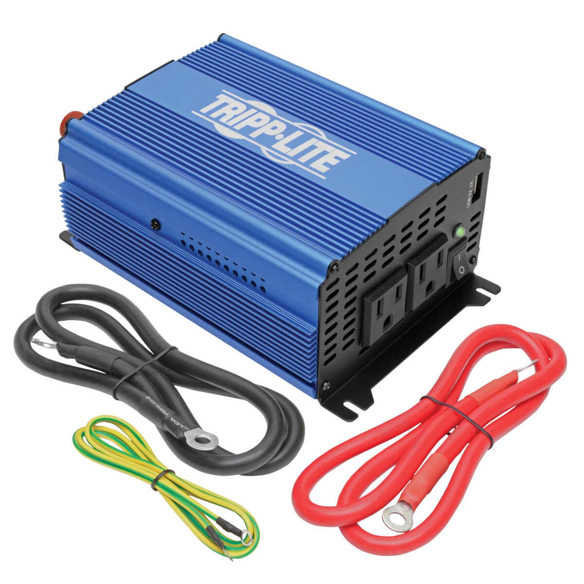 Tripp Lite 1000W Light-Duty Compact Power Inverter with 2 AC/1 USB - 2.0A/Battery Cables, Mobile - DC to AC power inverter - DC 12 V - 1000 Watt - 1000 VA - output connectors: 2