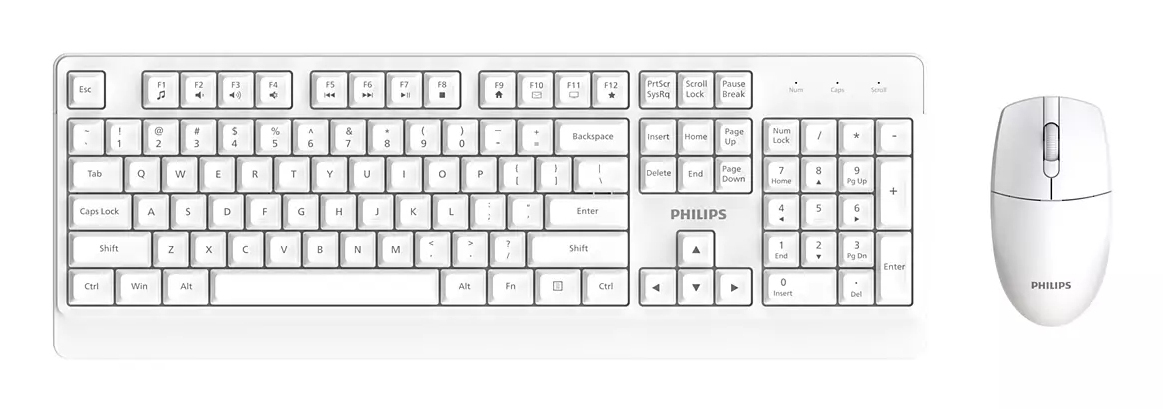 Philips 3000 series SPT6347W/89 keyboard Mouse included Universal RF Wireless QWERTY English White
