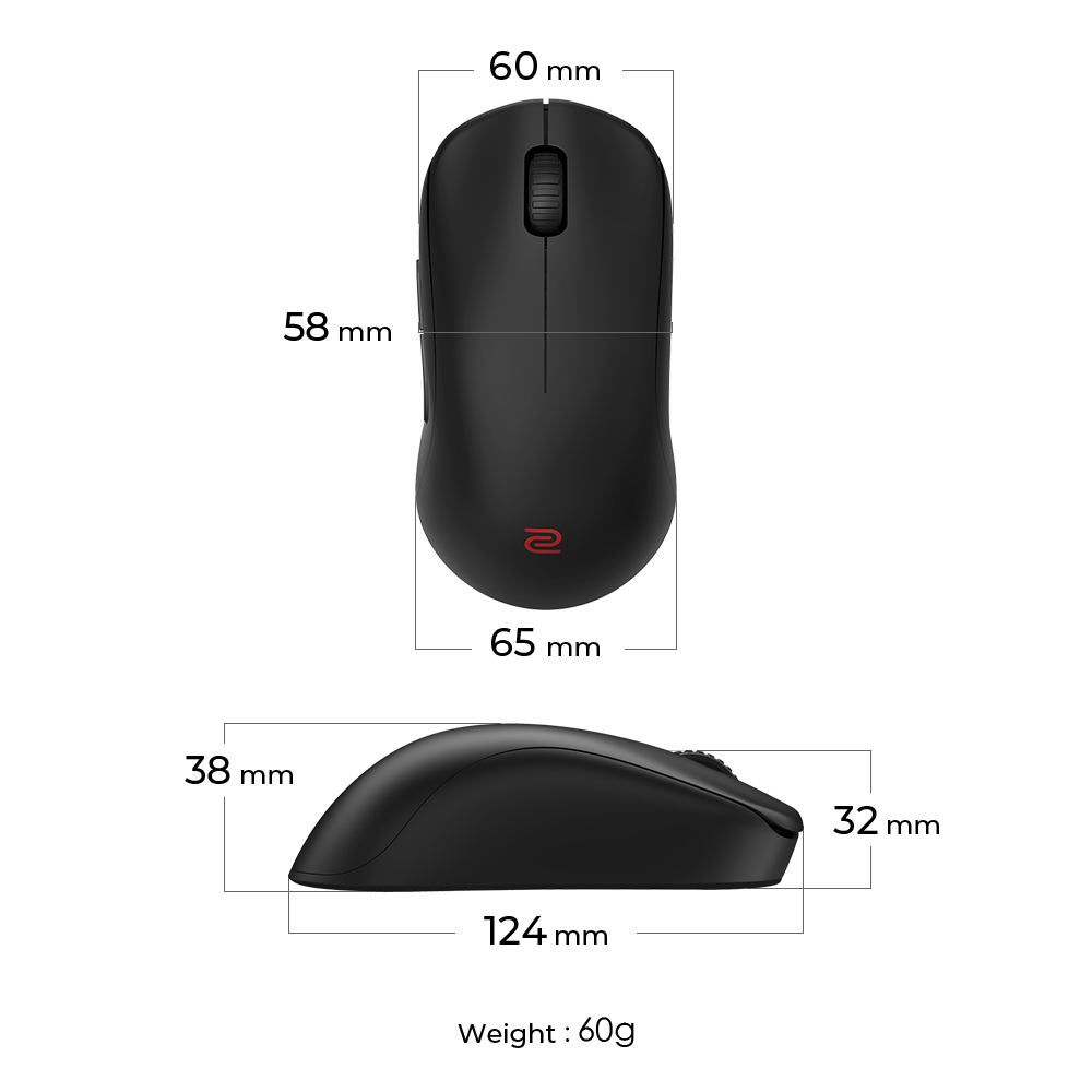 ZOWIE U2 mouse Gaming Ambidextrous RF Wireless Optical 3200 DPI – image 7