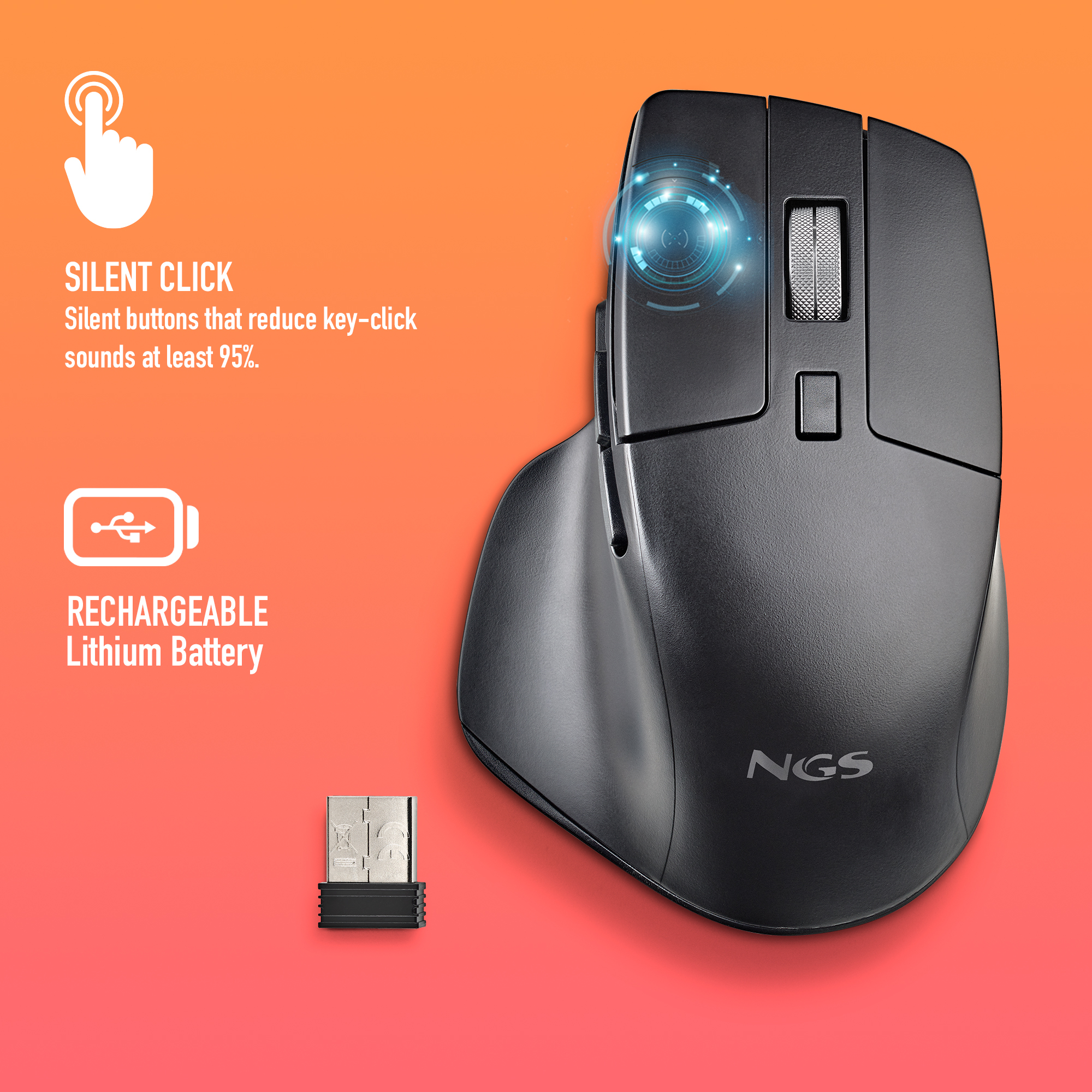 NGS Hit-RB mouse Office Right-hand RF Wireless Optical 1600 DPI – image 9