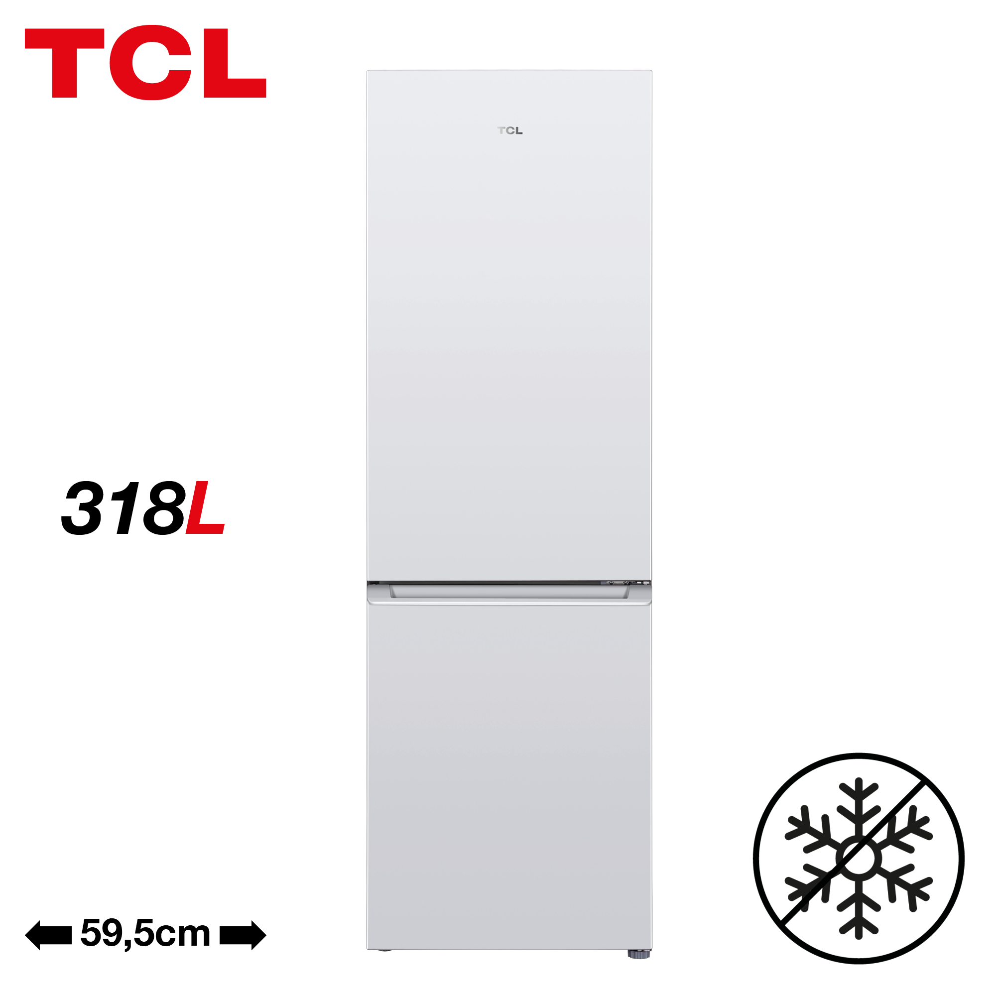 TCL 318L 60cm Combi Fridge Freezer Inverter Compressor • Total No-frost – image 6