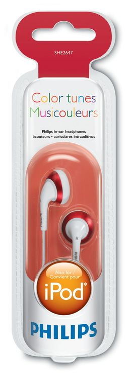 Philips SHE2647/27 headphones/headset Wired In-ear Red, White – image 2