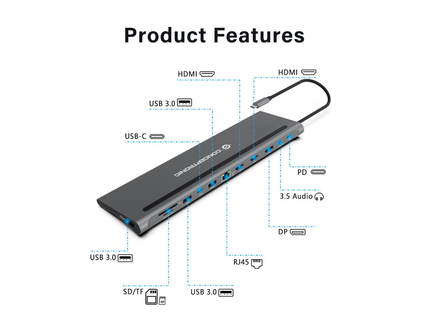 Conceptronic DONN17G laptop dock/port replicator Wired USB 3.2 Gen 1 (3.1 Gen 1) Type-C Grey – image 6