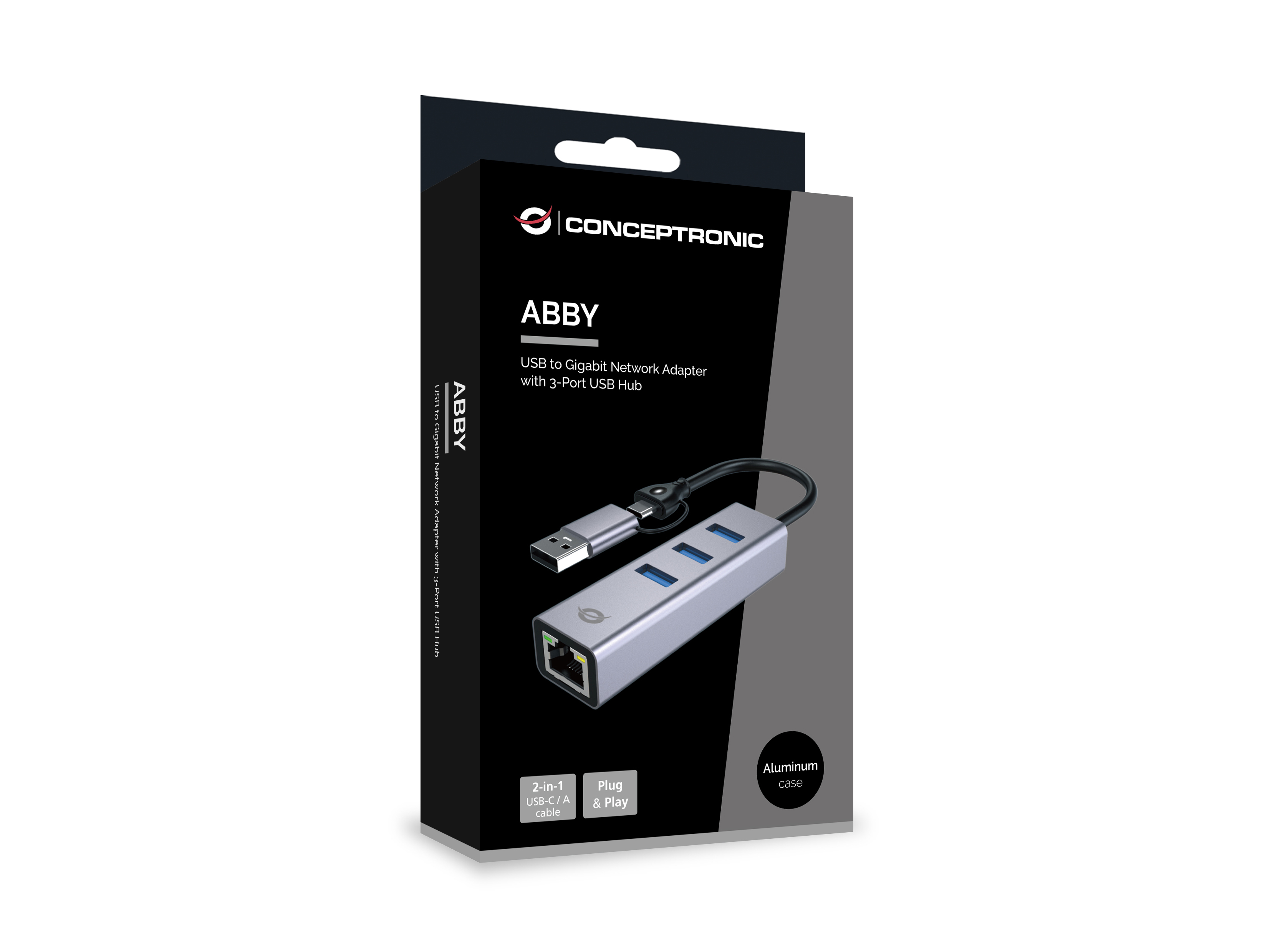 CONCEPTRONIC Adapter USB-C/-A3.0->GbE+3x-A3.0  5Gbs       gr Adapter