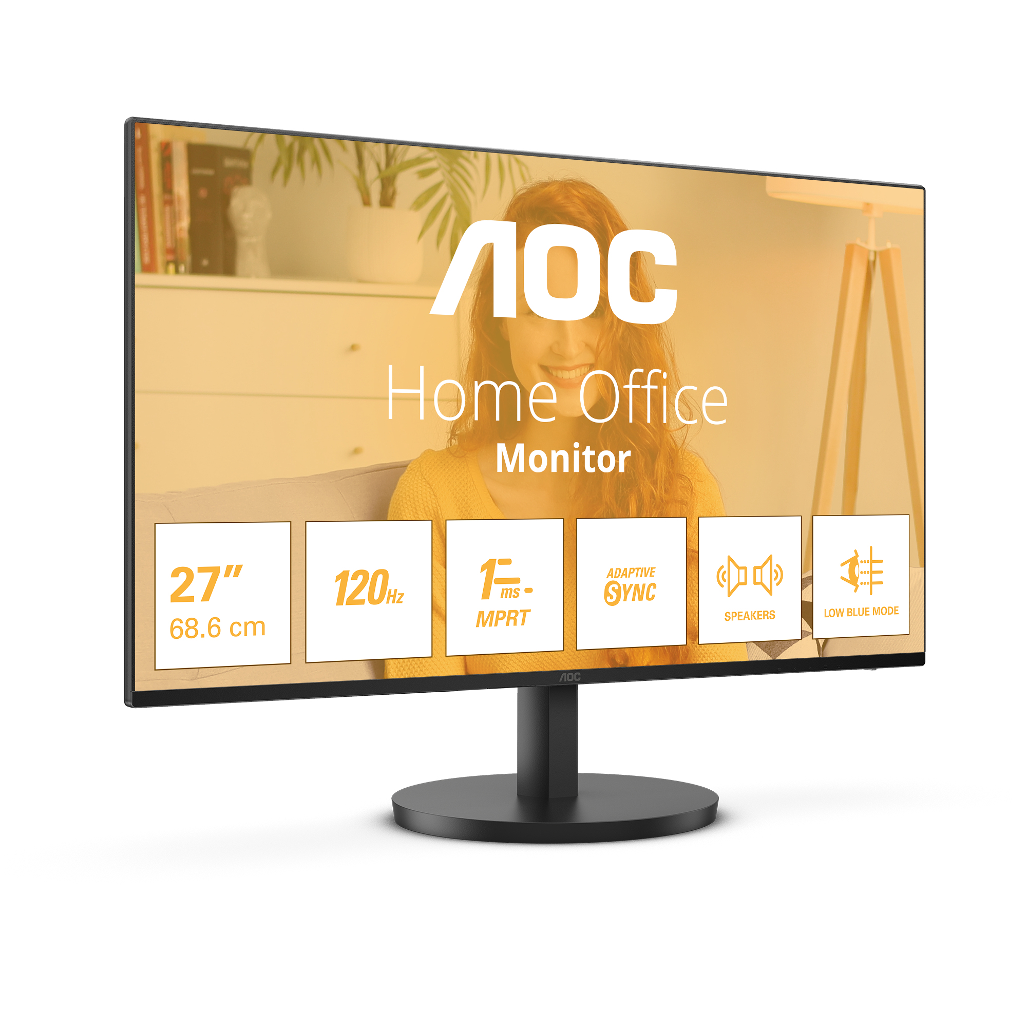AOC 27B3QA2 - B3 Series - LED monitor - 27" - 1920 x 1080 Full HD (1080p) @ 120 Hz - IPS - 300 cd/m� - 1500:1 - 1 ms - HDMI, VGA, DisplayPort - speakers - black