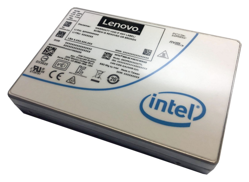 Intel P4610 Mainstream - SSD - 1.6 TB - hot-swap - 2.5" - U.2 PCIe 3.0 x4 (NVMe) - for ThinkAgile VX3320 Appliance, ThinkSystem SR850 V2, SR860 V2