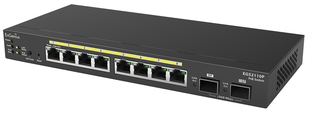 EnGenius EGS2110P network switch Managed L2 Gigabit Ethernet (10/100/1000) Power over Ethernet (PoE) Black – image 1
