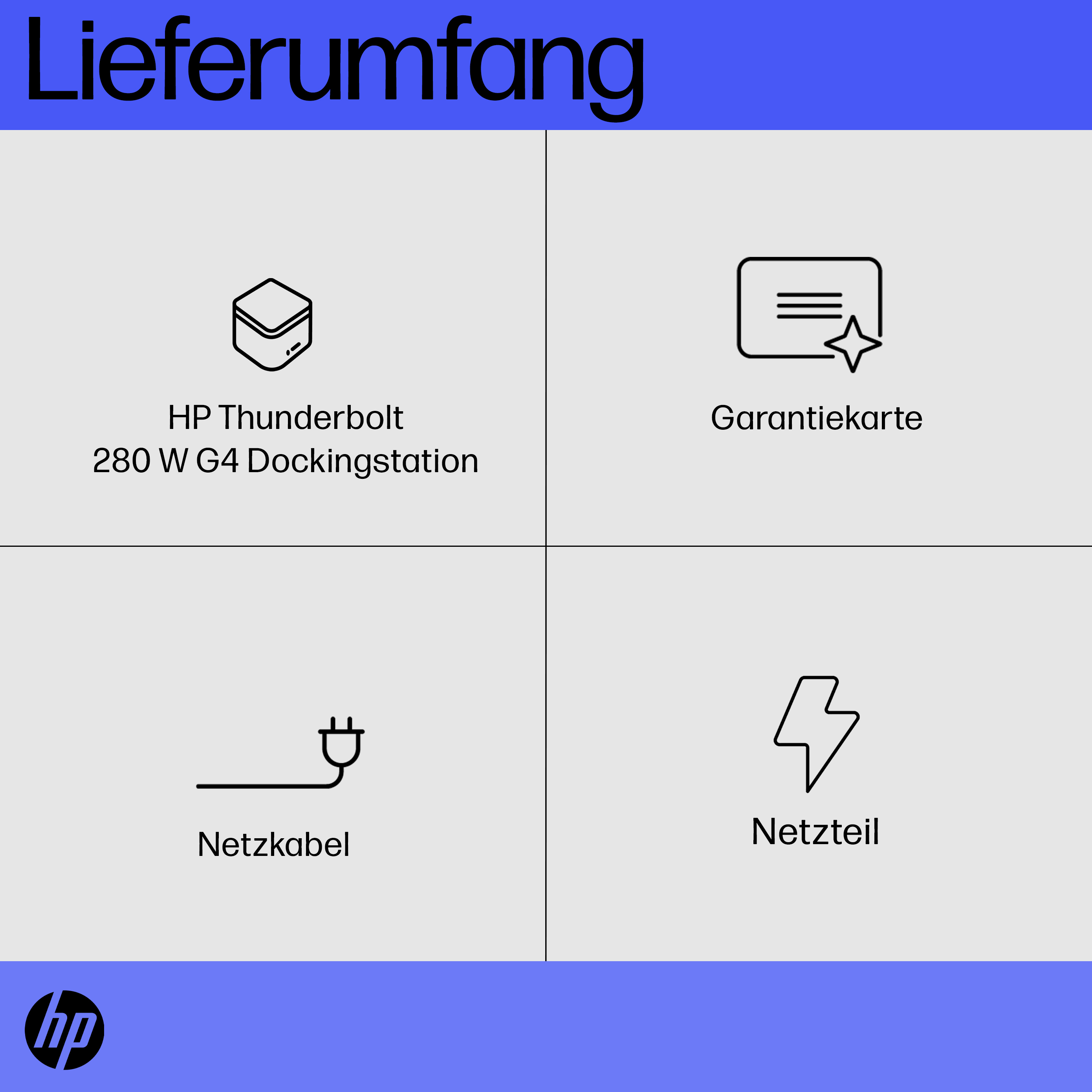 HP Thunderbolt Dock 280W G4 w/Combo Cable. Connectivity technology: Wired, Host interface: Thunderbolt 4. Product colour: 