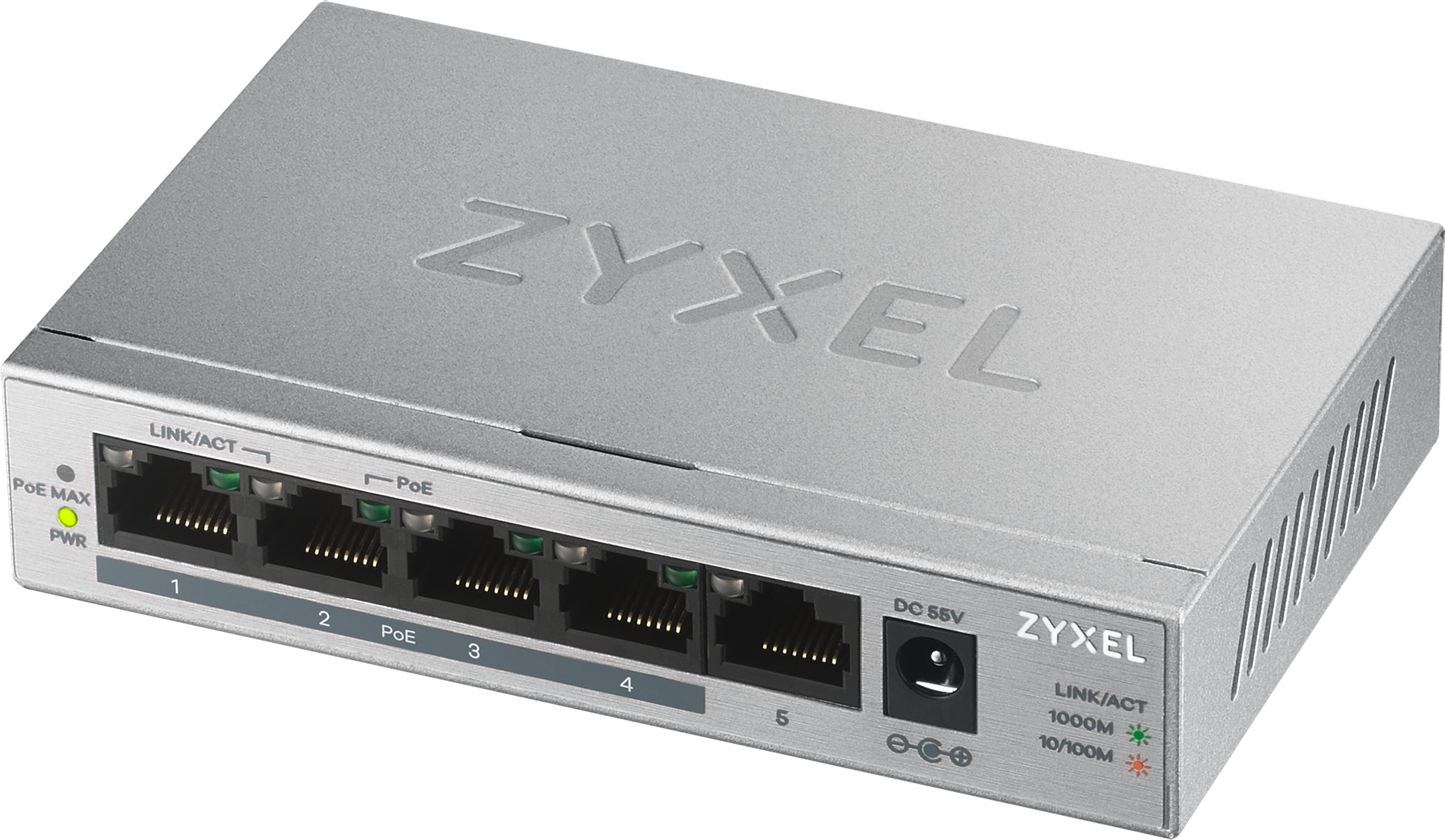 Zyxel GS1005HP Ohanterad Gigabit Ethernet (10/100/1000) Strömförsörjning via Ethernet (PoE) stöd Silver