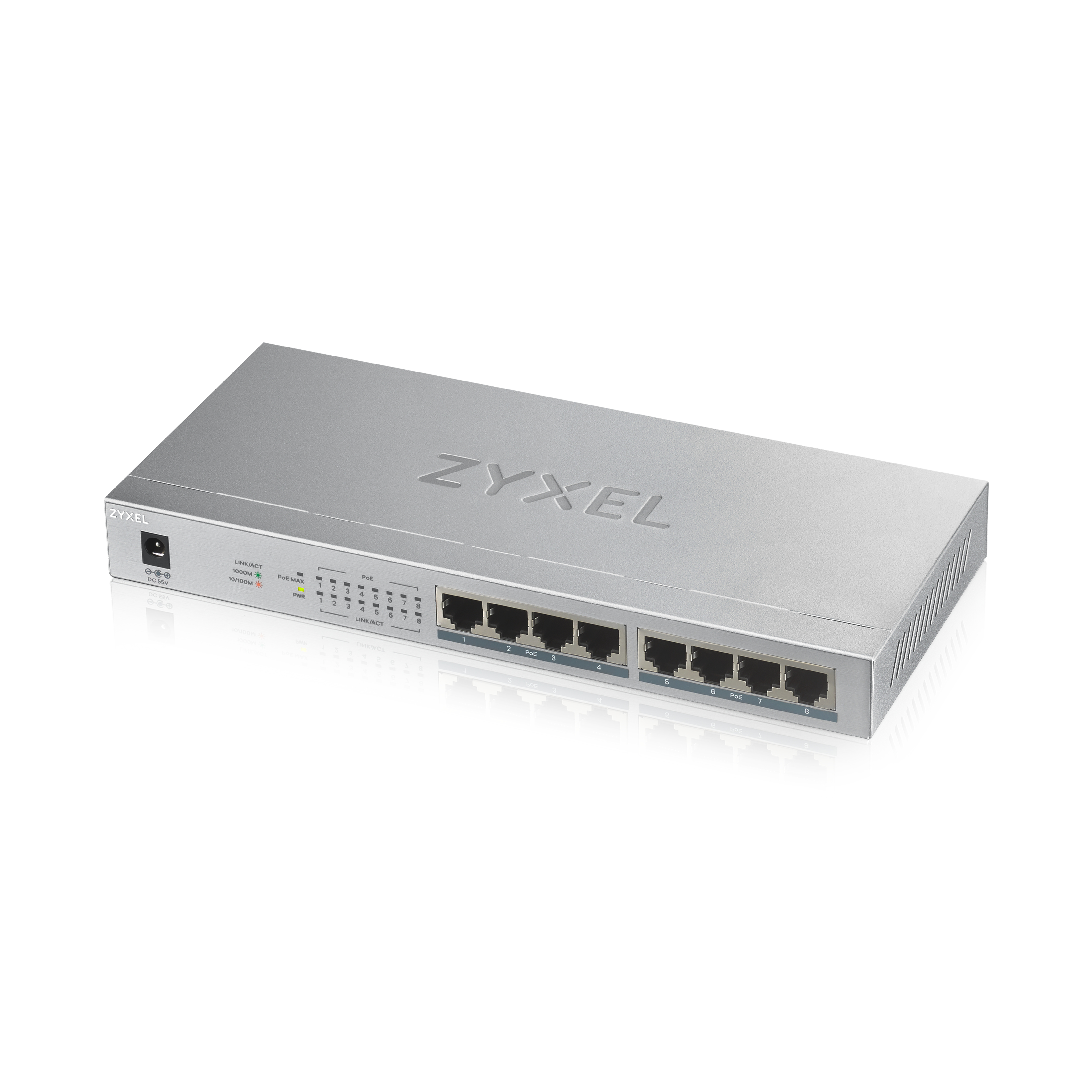 Zyxel GS1008HP Ohanterad Gigabit Ethernet (10/100/1000) Strömförsörjning via Ethernet (PoE) stöd Grå