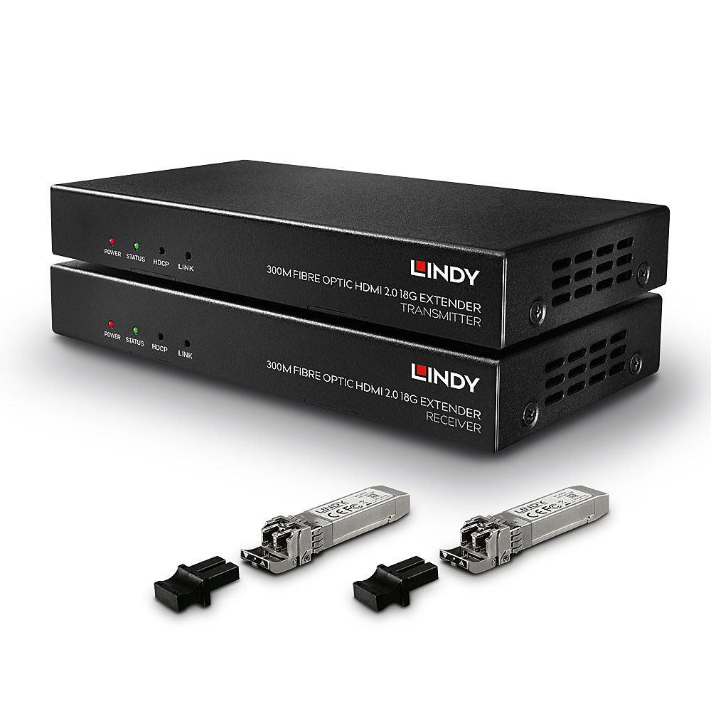 LINDY Extender HDMI 2.0 18G Fibre Optic & IR 300m