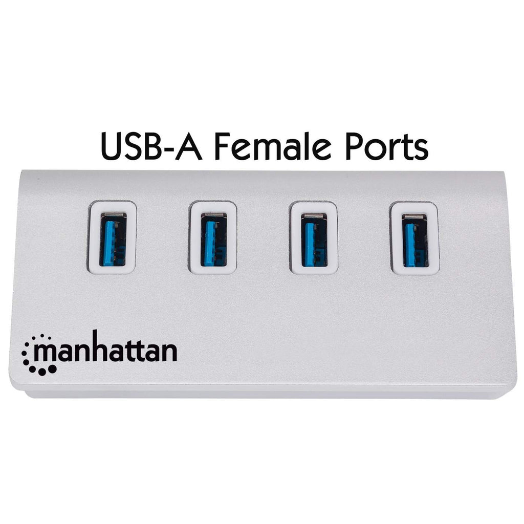 Manhattan USB-A 4-Port Hub, 4x USB-A Ports, 5 Gbps (USB 3.2 Gen1 aka USB 3.0), Bus Powered, Fast charging up to 0.9A, SuperSpeed USB, Aluminium Housing, Windows – image 3
