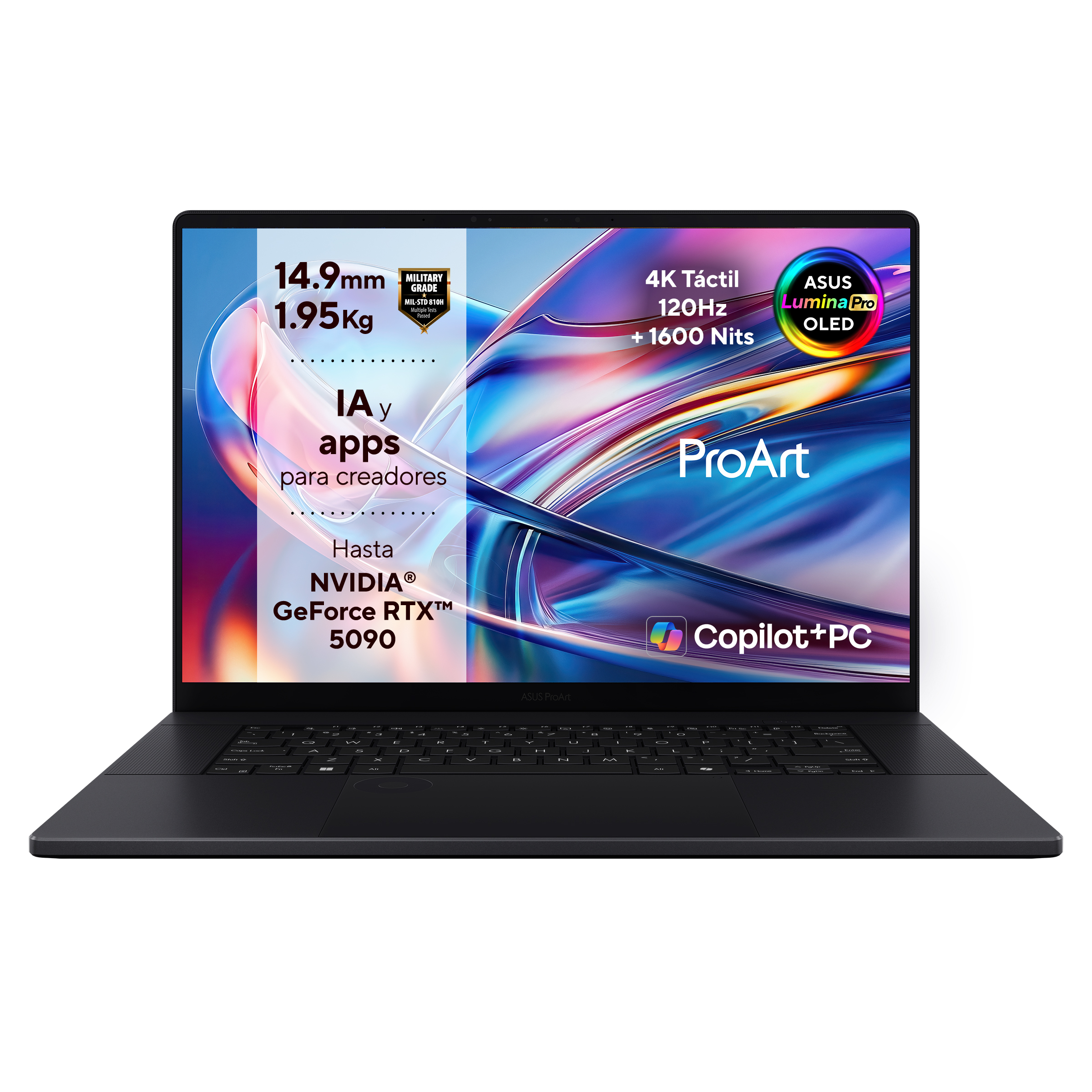 Portátil - ASUS ProArt P16 OLED H7606WX-SE024W Copilot+ PC, 16 " WQUXGA, AMD Ryzen™ AI 9 HX 370 50 TOPS, 64GB RAM, 2+2TB SSD, RTX™ 5090, Windows 11 H - imagen 3