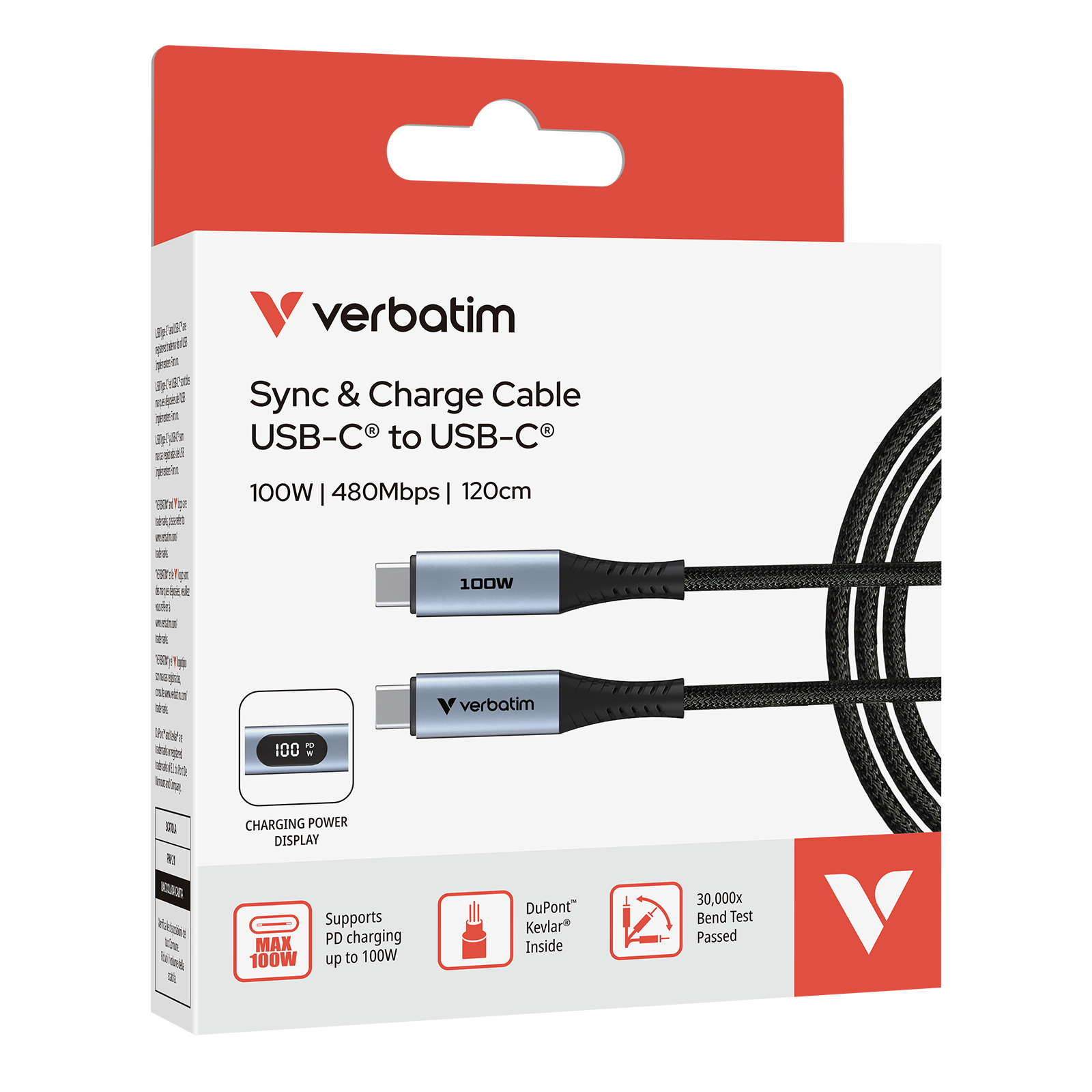 Resim Verbatim 31848 USB 2.0 Type-C - Type-C Kablo, 1.2m, Siyah