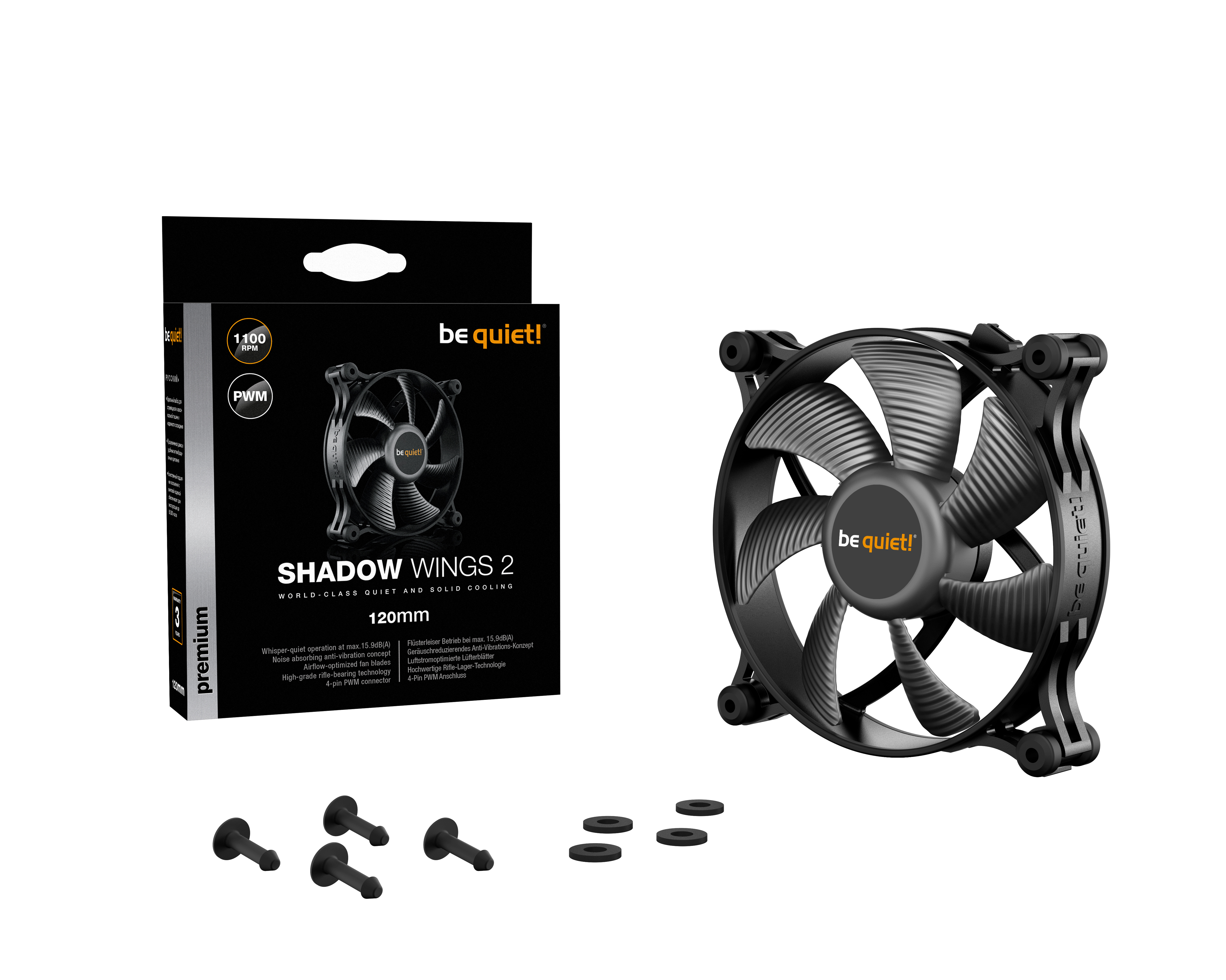Ventilador be quiet! Pure Wings 2 - 120mm - 1100 RPM - BL085 Ventilador be quiet! Pure Wings 2 - 120mm - 1100 RPM - BL085