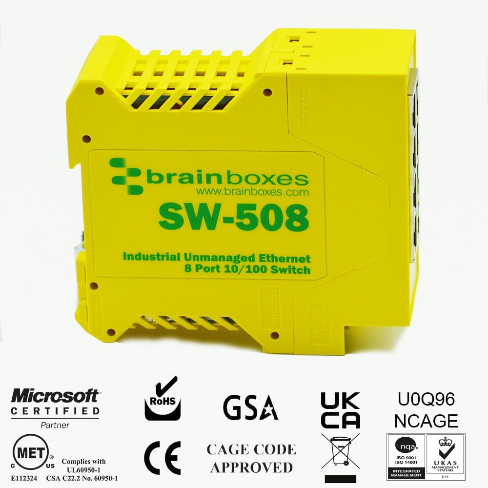 Brainboxes Industrial 8 Port 10/100 Ethernet Switch – image 2
