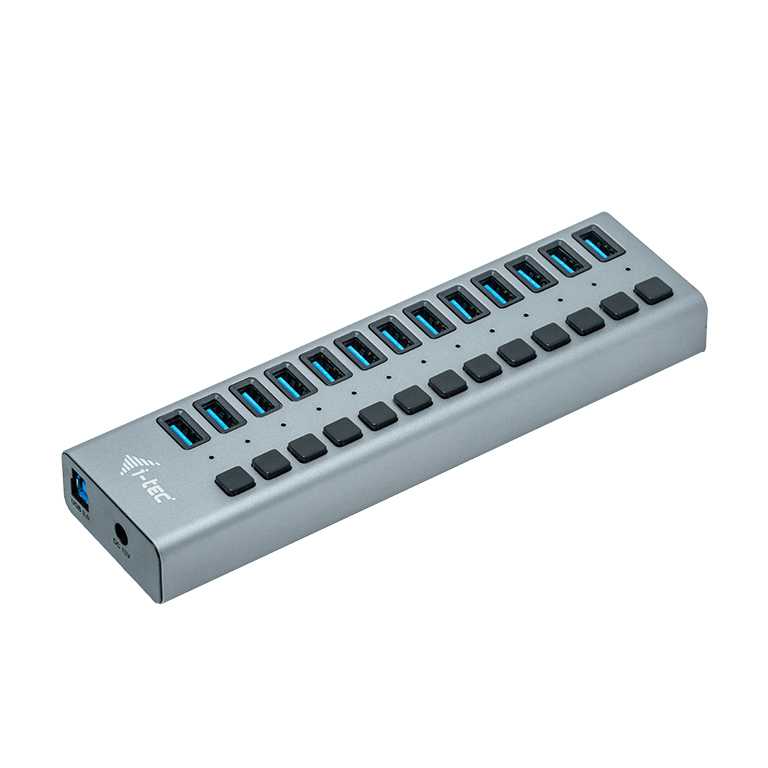 Resim i-tec U3CHARGEHUB13 USB 3.0 13-Port 60W Güç Adaptörlü Şarj Hub'ı, Gri