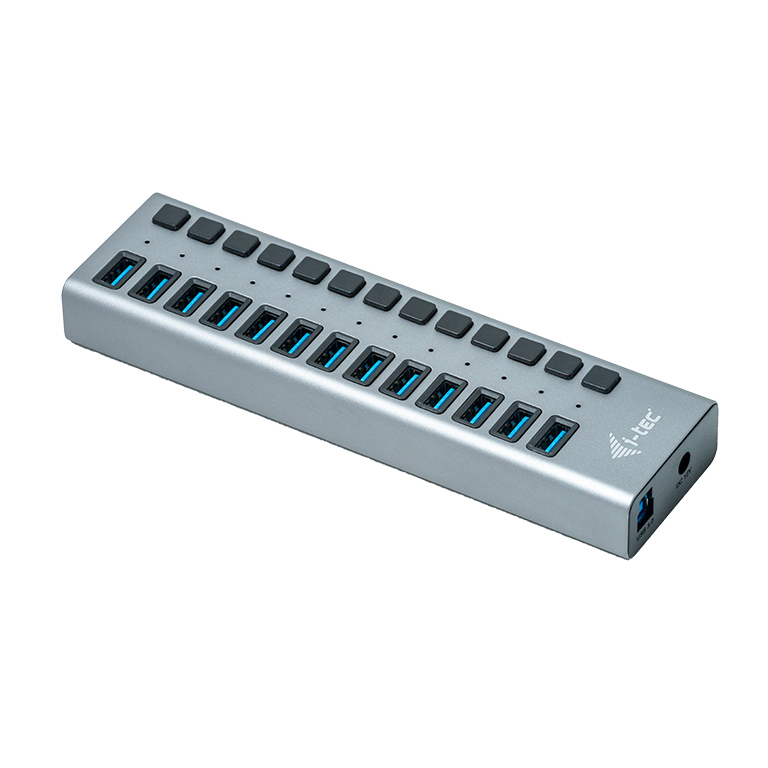Resim i-tec U3CHARGEHUB13 USB 3.0 13-Port 60W Güç Adaptörlü Şarj Hub'ı, Gri
