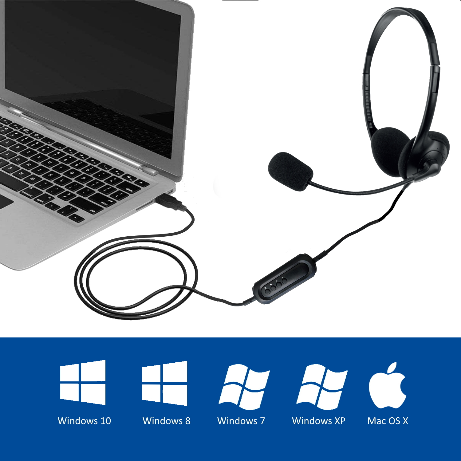 Ewent EW3568 headphones/headset Wired Head-band Calls/Music USB Type-A Black – image 5