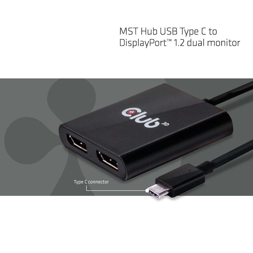 CLUB3D MST Hub USB3.1 (Gen1) Type C to DisplayPort™ 1.2 Dual Monitor – image 6