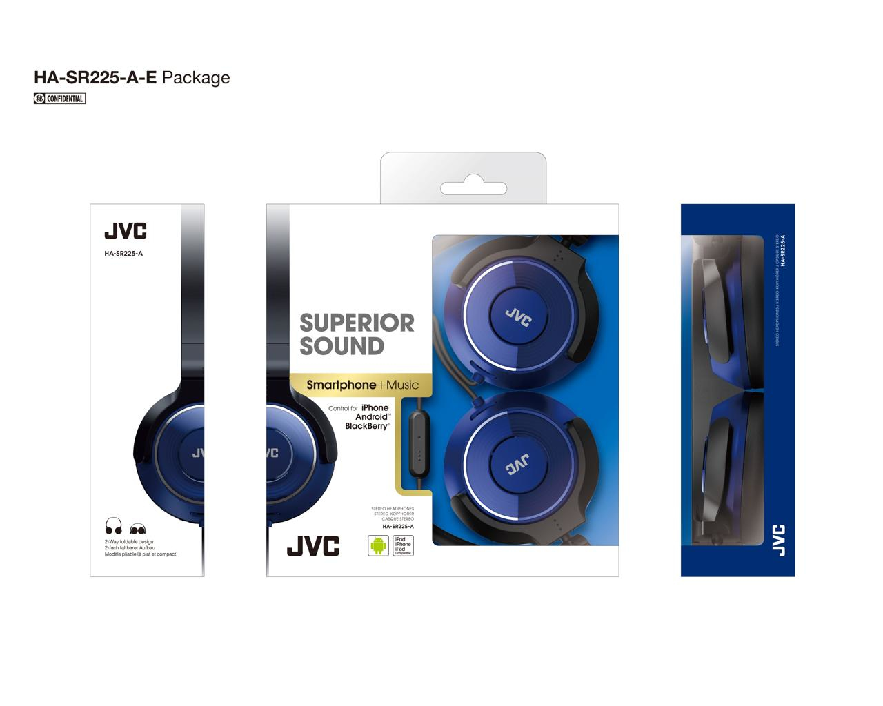 JVC HA-SR225-A-E Lightweight headphones with superior sound with remote and mic – image 2