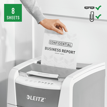 Leitz IQ Autofeed Small Office 100 Automatischer Aktenvernichter Partikelschnitt P4 – Foto 10 von 11