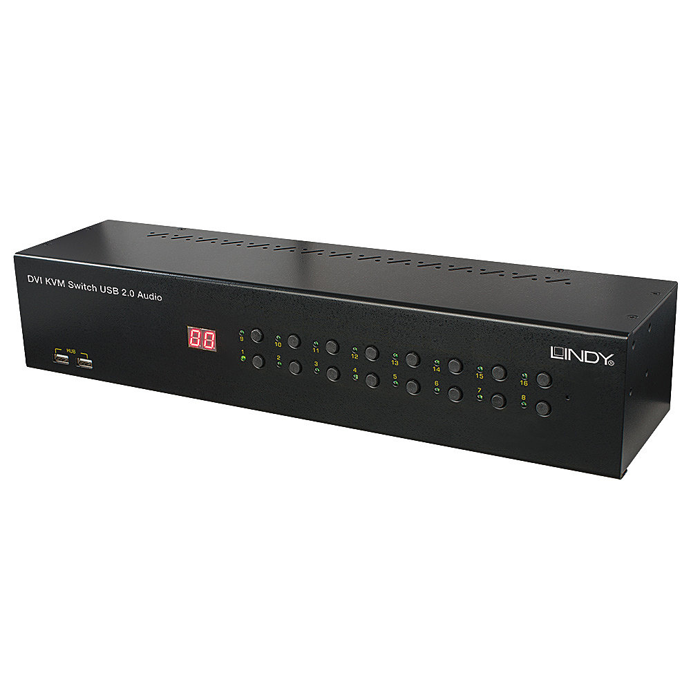 Lindy 16 Port DVI-I Single Link USB 2.0 and Audio KVM Switch Pro – image 1