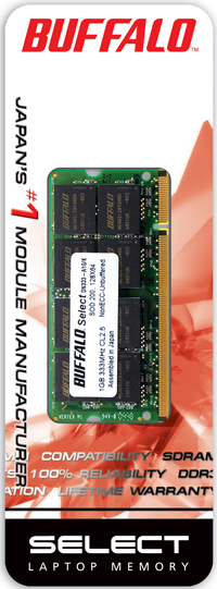 Buffalo 533MHz, PC2-4200 Unbuffered x64 Non-ECC, 200 Pin