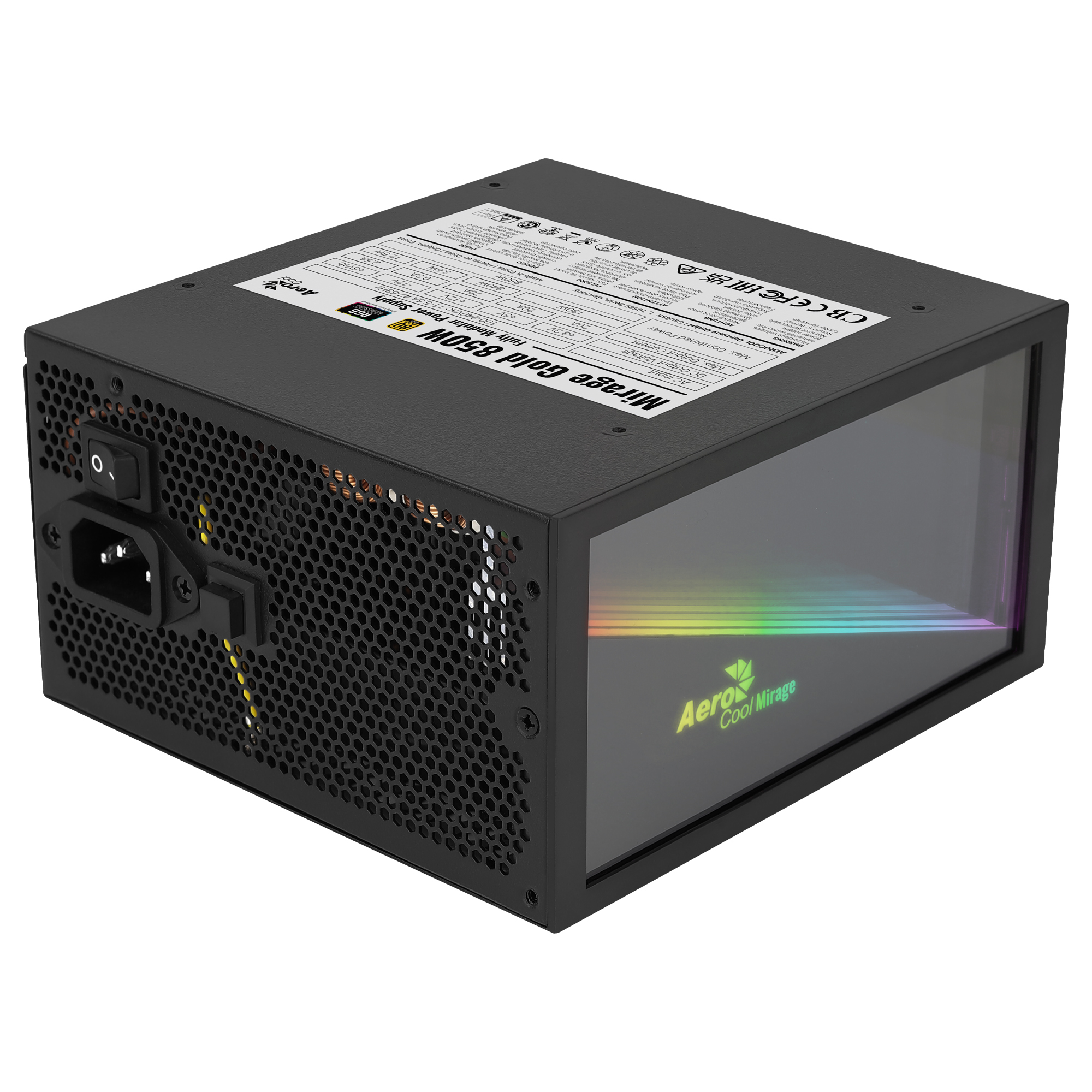Aerocool MIRAGEGOLD 850W RGB 80 Plus Gold Modular PC Power Supply Japanese Capacitors – image 2