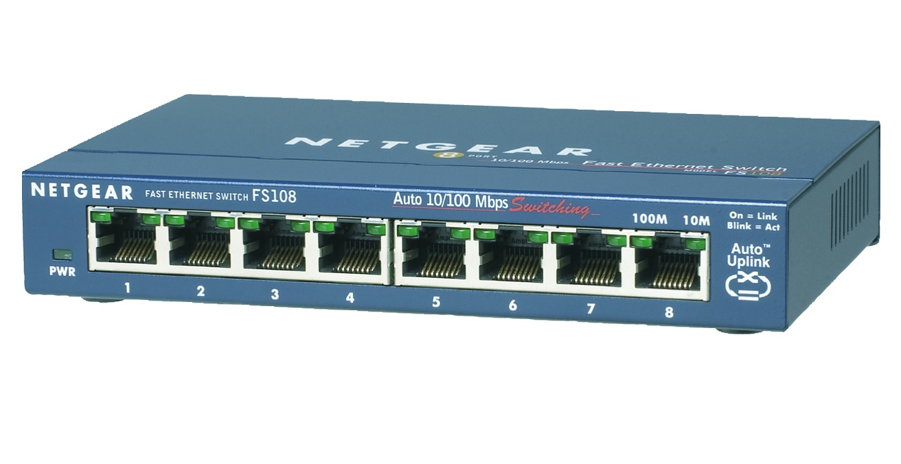 NETGEAR FS108-300PES network switch Unmanaged L2 Fast Ethernet (10/100) Blue