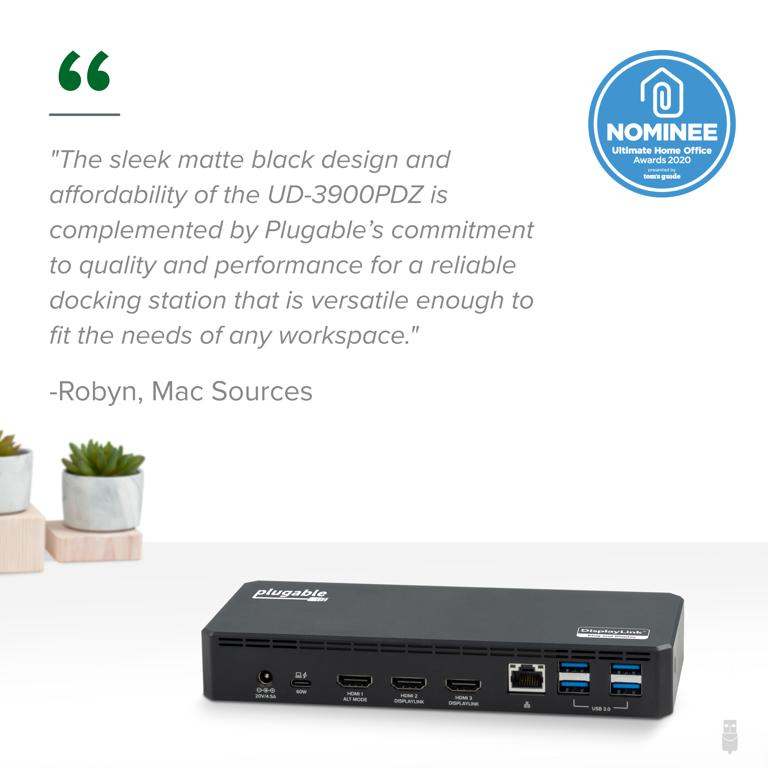 Plugable Technologies UD-3900PDZ laptop dock/port replicator Docking USB 3.2 Gen 1 (3.1 Gen 1) Type-C Black – image 2