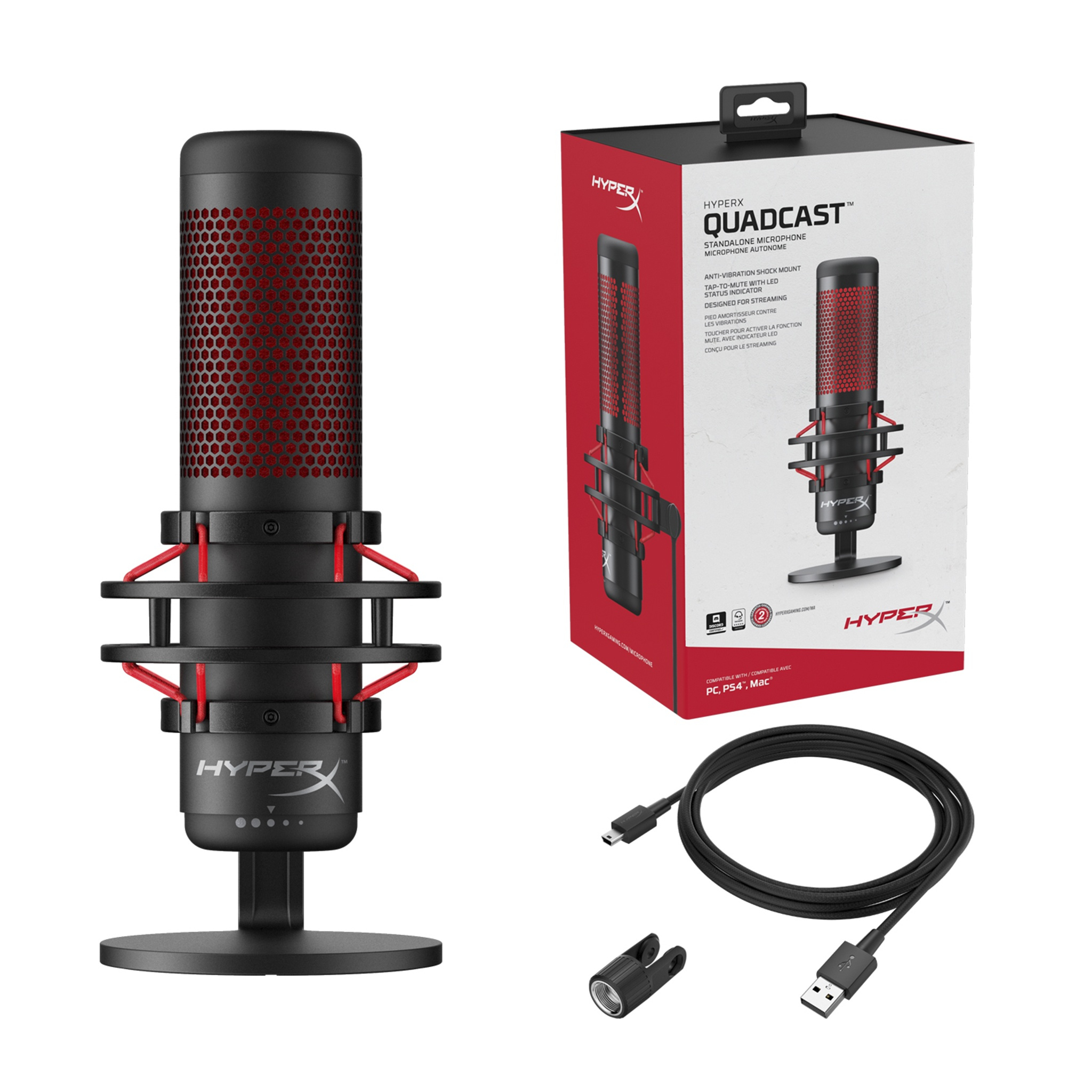 HyperX QuadCast Black, Red Table microphone image 6