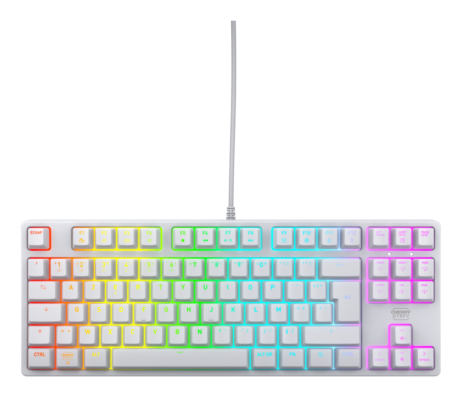 CHERRY K4V2 RGB Tenkeyless White edition, Mechanical gaming keyboard, French