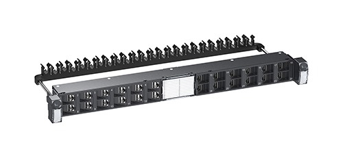Schneider Actassi 19-C Patch Panel Flat - Patch panel with cable management - rack mountable - CAT 6a - STP - RJ-45 X 24 - dark grey, RAL 7016 - 1U - 19"