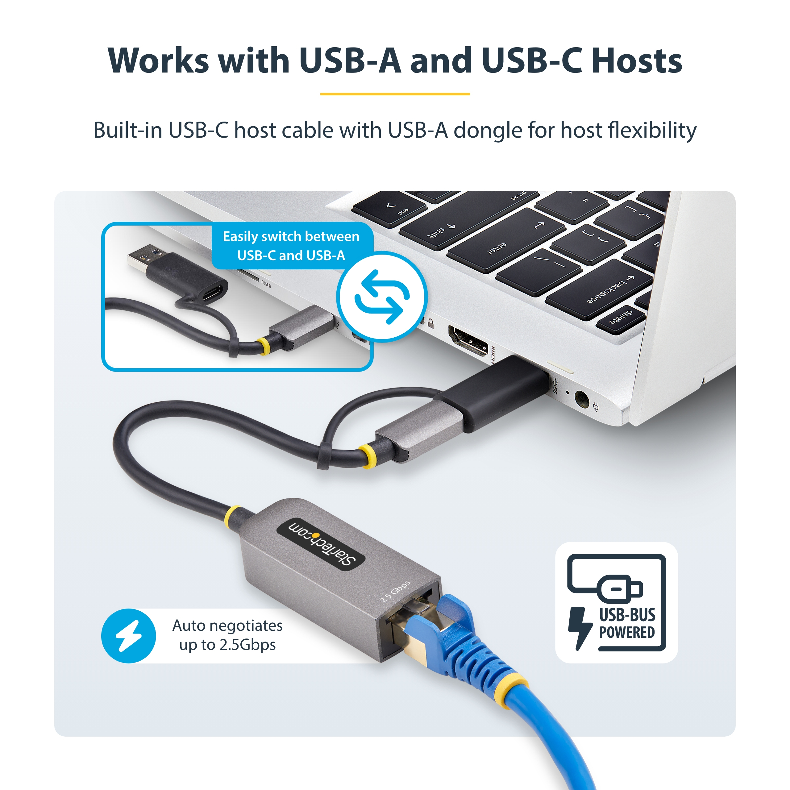 صورة محول StarTech.com U2GA-USB-C-ETHERNET 2.5GbE USB-C إلى إيثرنت