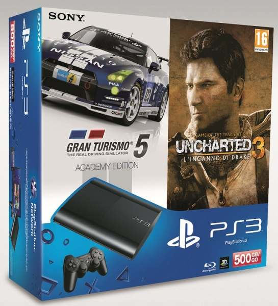 Sony Interactive Entertainment 500GB PlayStation 3 Super Slim + Gran Turismo 5: Academy Edition + Uncharted 3