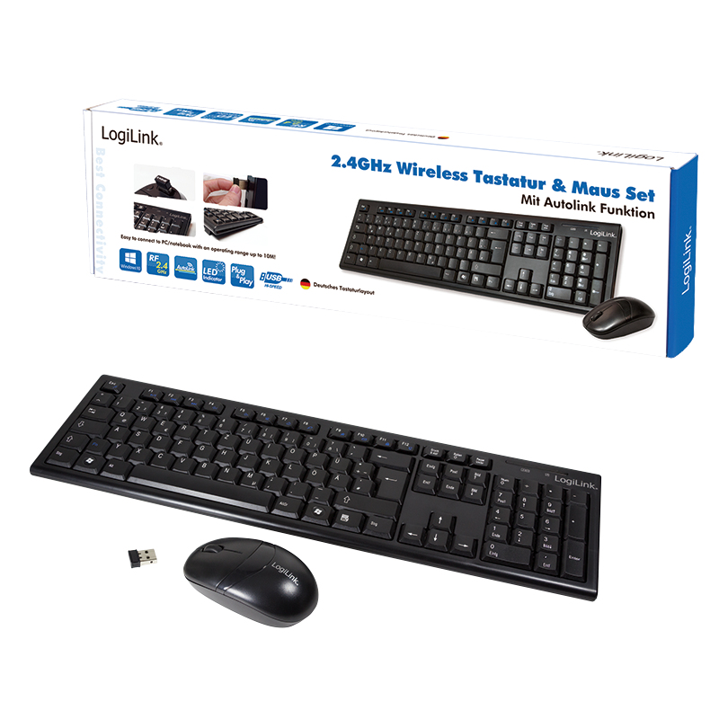 LogiLink ID0104 keyboard Mouse included Office RF Wireless QWERTZ Black – image 5