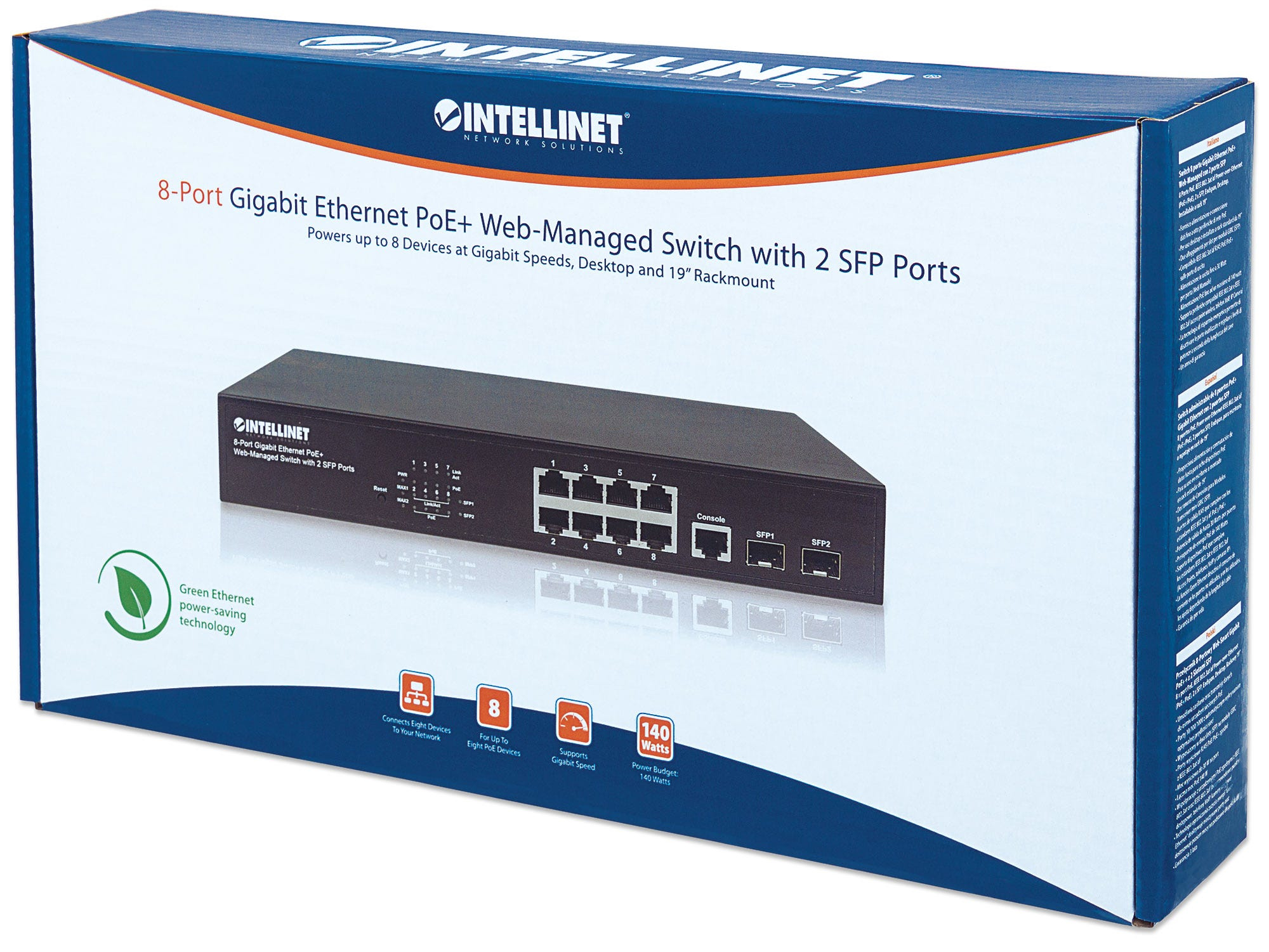 Intellinet 8-Port Gigabit Ethernet PoE+ Web-Managed Switch with 2 SFP Ports, IEEE 802.3at/af Power over Ethernet (PoE+/PoE) Compliant – image 8